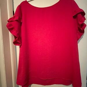 Elegant Red Ruffle Sleeve Top
